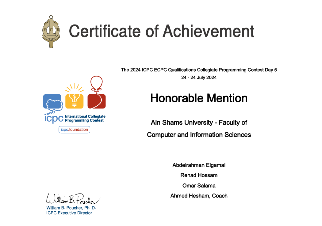 ICPC ECPC Qualification certificate